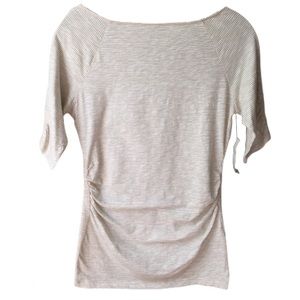 NY&C 3/4 Sleeve Top Beige White Stripes NWT